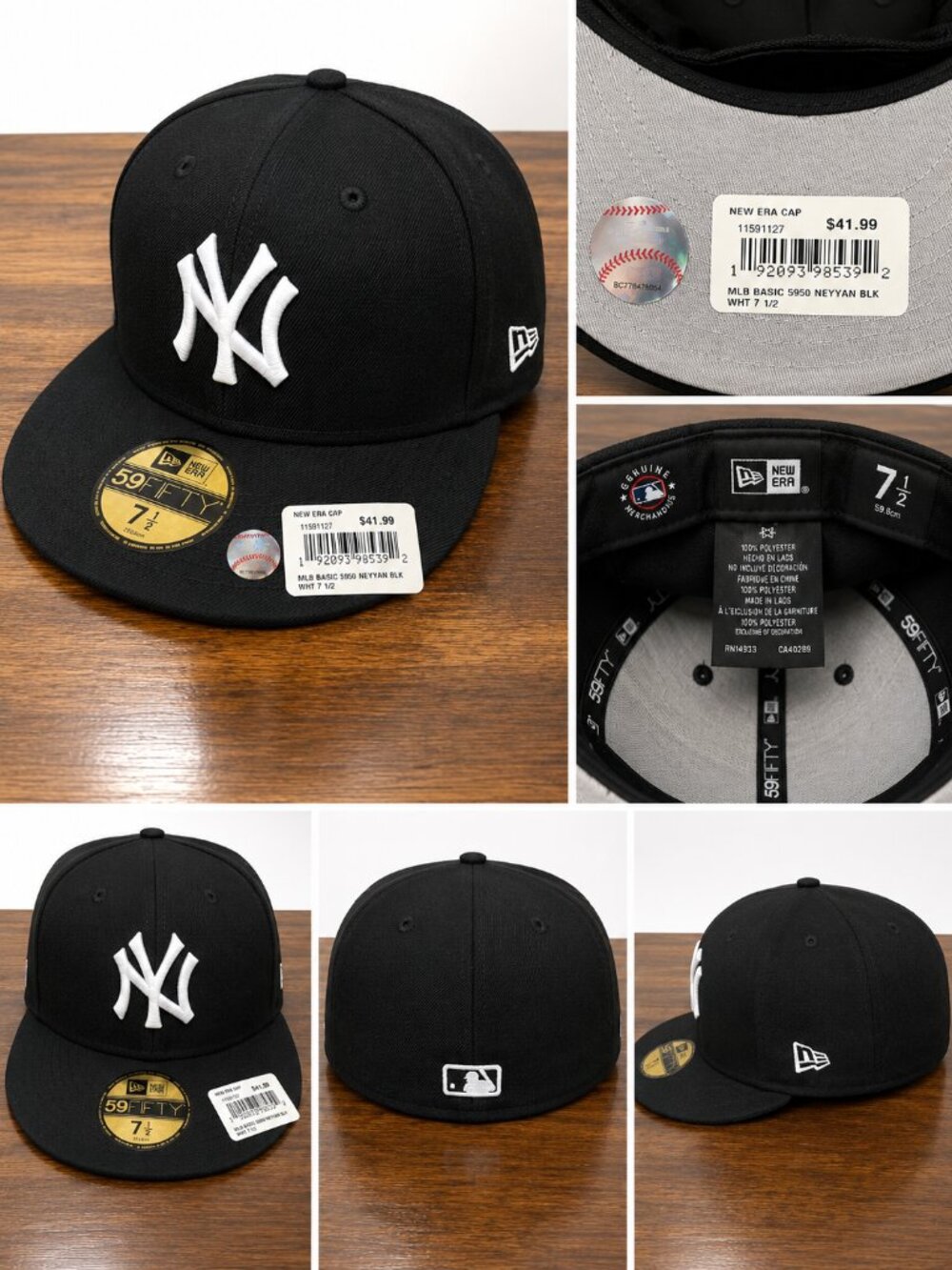 NWT New Era New York Yankees 59FIFTY Fitted Hat Black White